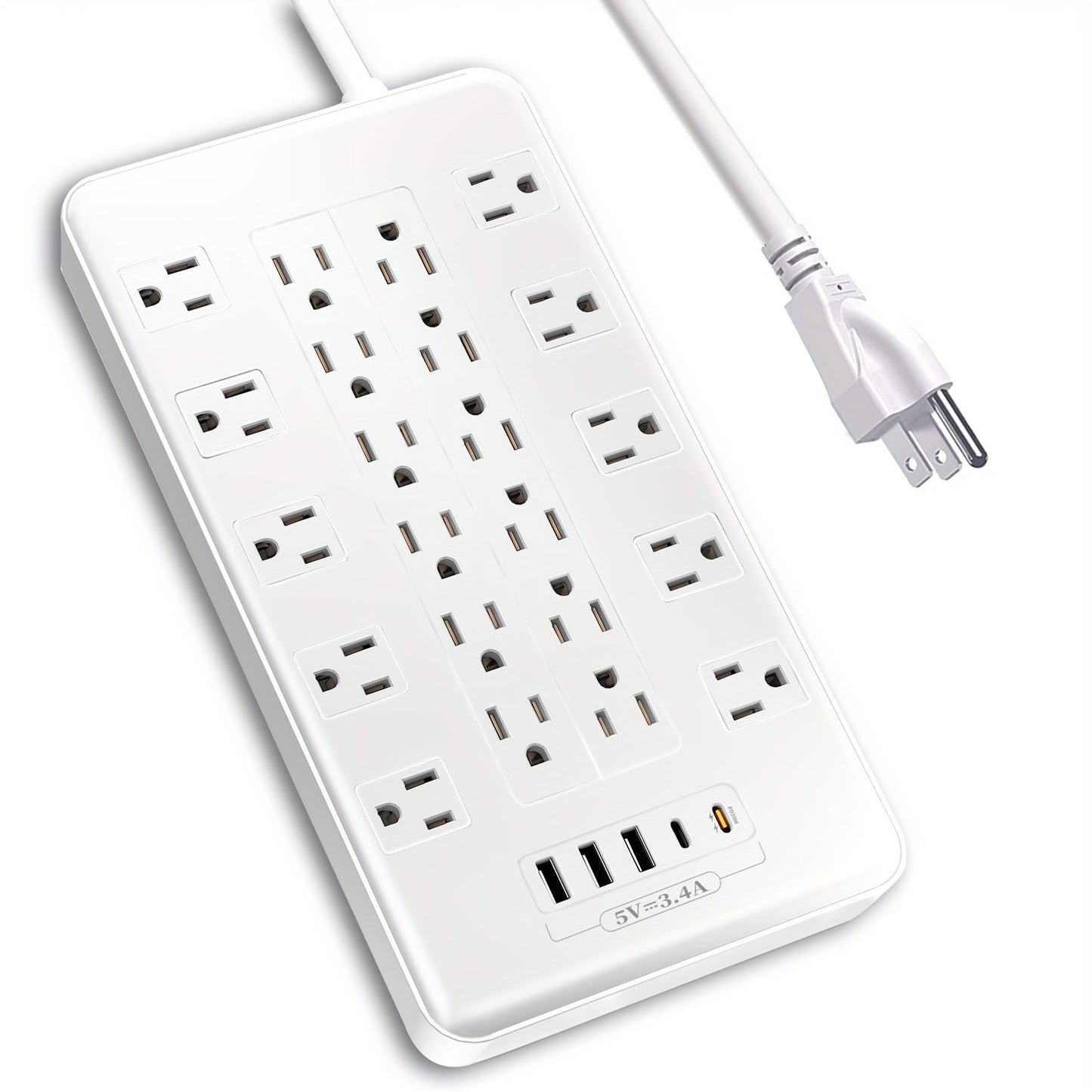 Surge Protector Power Strip with USB C Ports 22 AC Outlets 5 USB Ports - 6ft Flat Plug Extension for an Everyday Personal Care Routine
