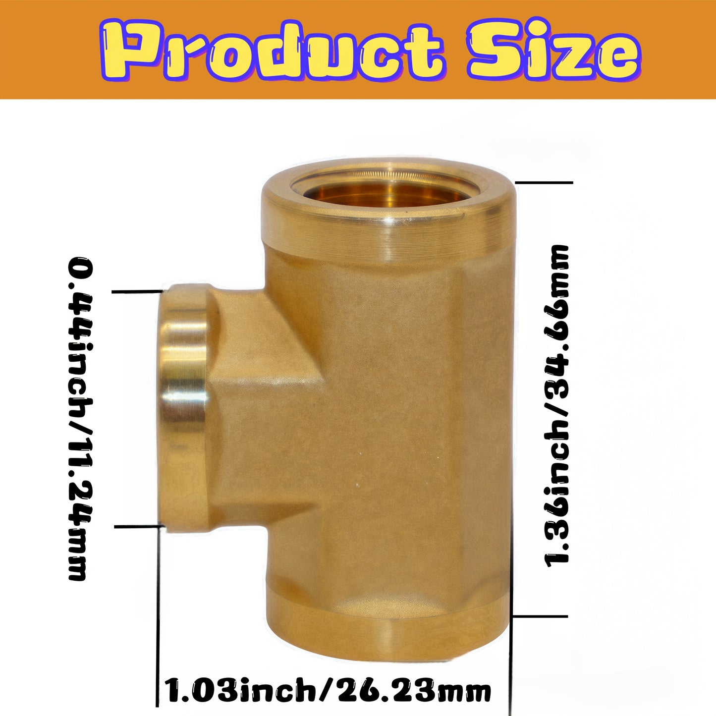 Brass Forged Pipe Tee Fittings NPT Female Threaded – 3-Way T-Shape Connector Couplings, for Home Plumbing Maintenance and Repair