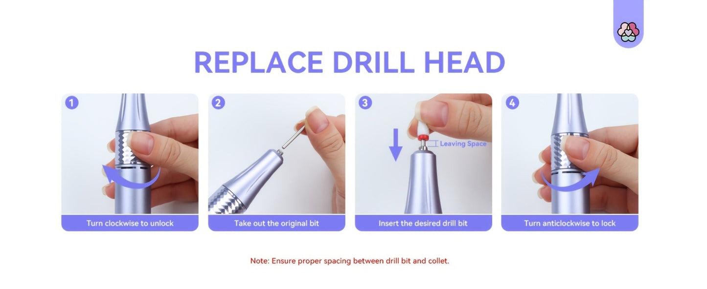 Electric Nail Drill SAVILAND Purple 50, 000 RPM Rechargeable E-File with Display, Forward-Reverse and Accessory Kit