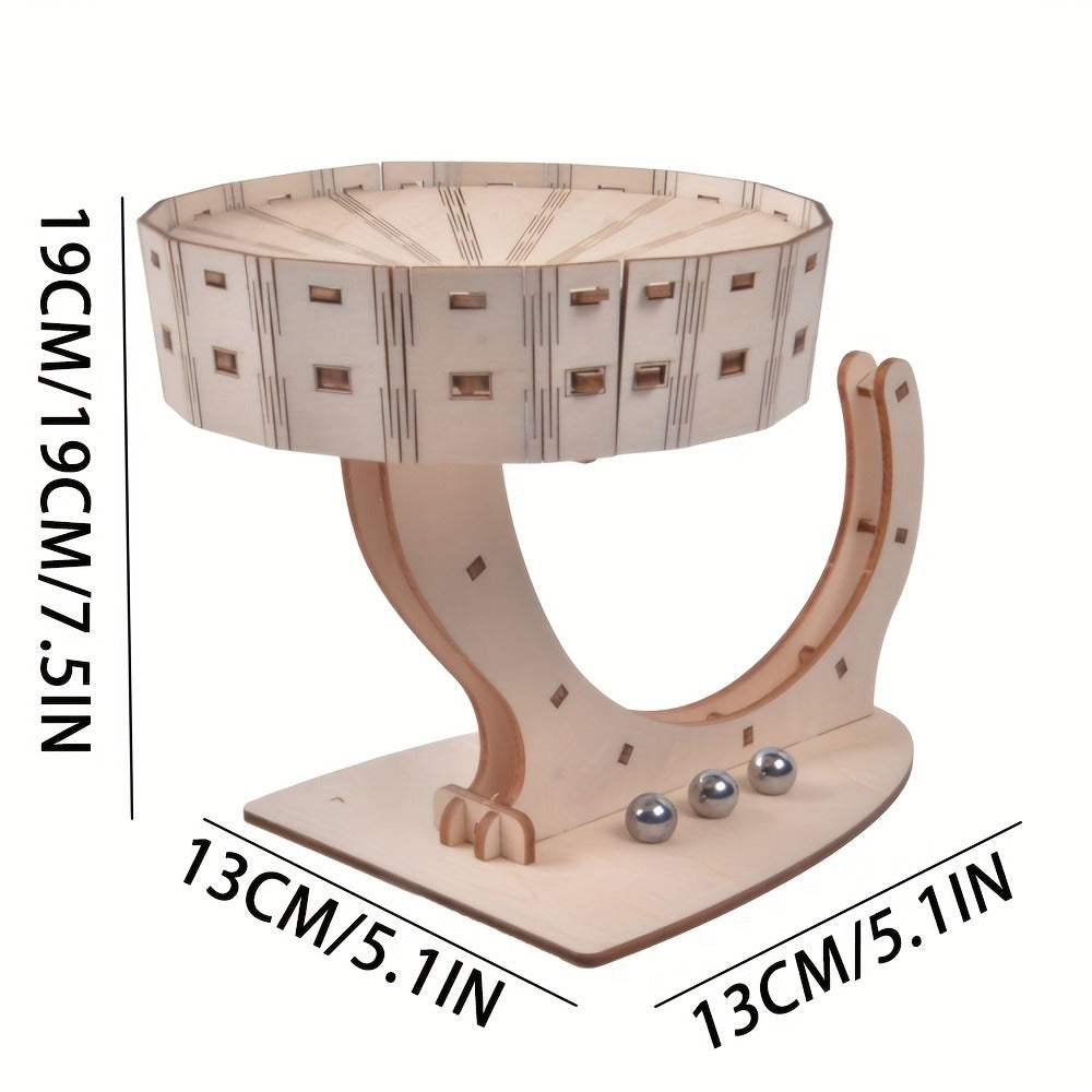 Perpetual Motion Machine Puzzle Kit 3D Wooden, Metal Ball Kinetic Sculpture, Mechanical Brain Teaser STEM Model