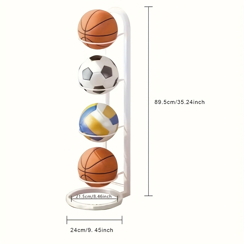 Basketball Storage Rack 3 4 5 Layer | Sports Ball Display Stand for Basketball Football Volleyball | Freestanding Ball Holder Organizer