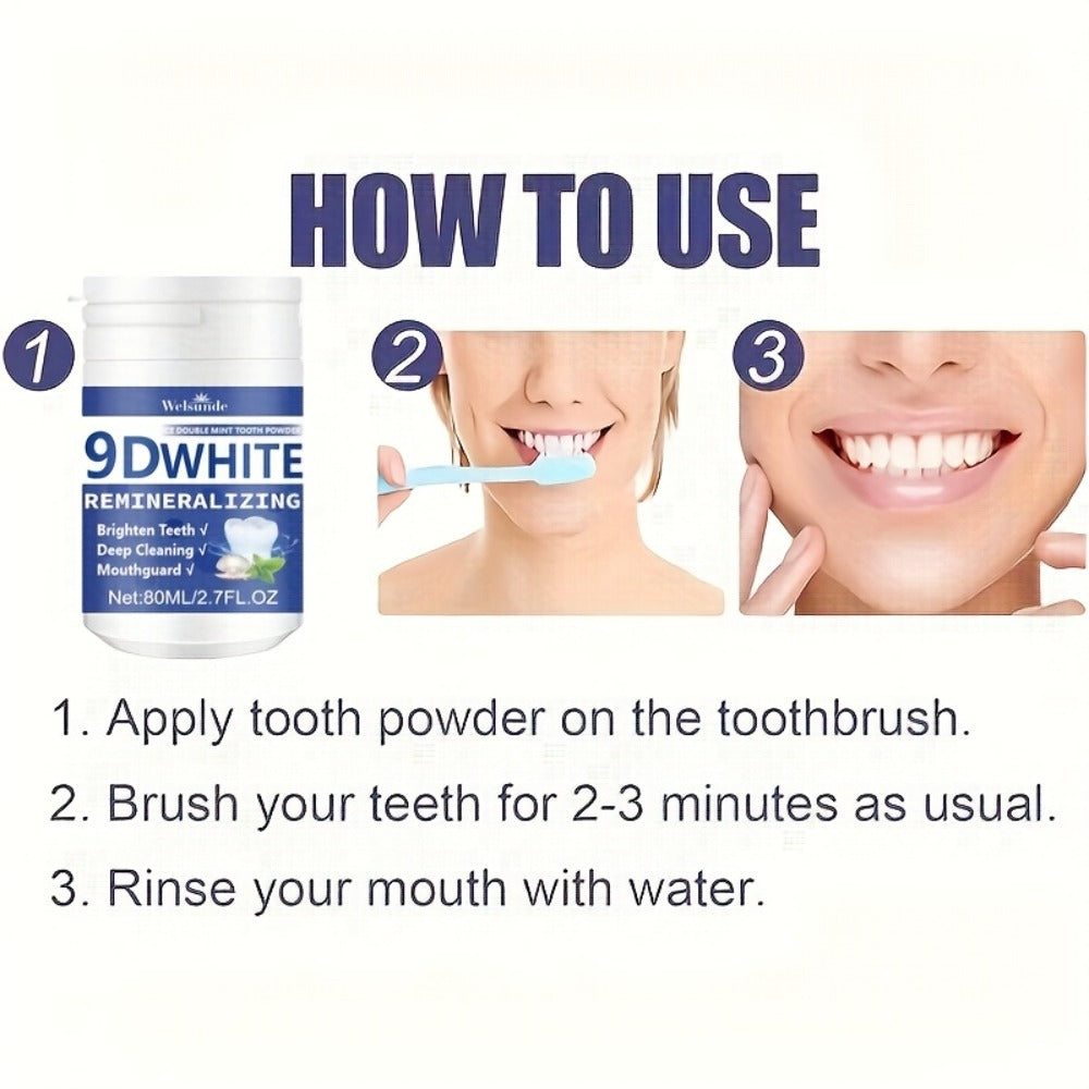 Hydroxyapatite Tooth Powder 2-Pack Remineralizing Fluoride-Free Deep Cleaning Whitening Mint Toothpowder
