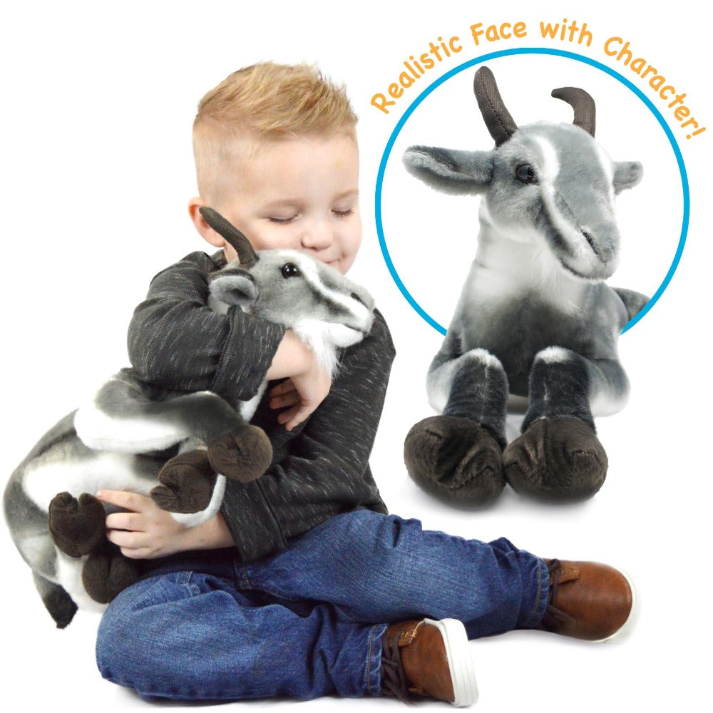 Stuffed Animal Patrick Pygmy Goat in 18-Inch Size with Acrylic Plush Fabric and Care for Character Display, Room Decor and Gift Presentation