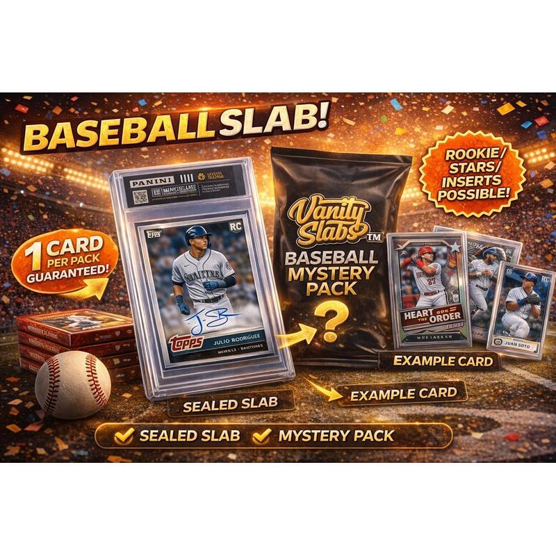 Sports Trading Cards, Baseball Mystery Vanity Slab with White Label or Two-Slab Options for Collectors