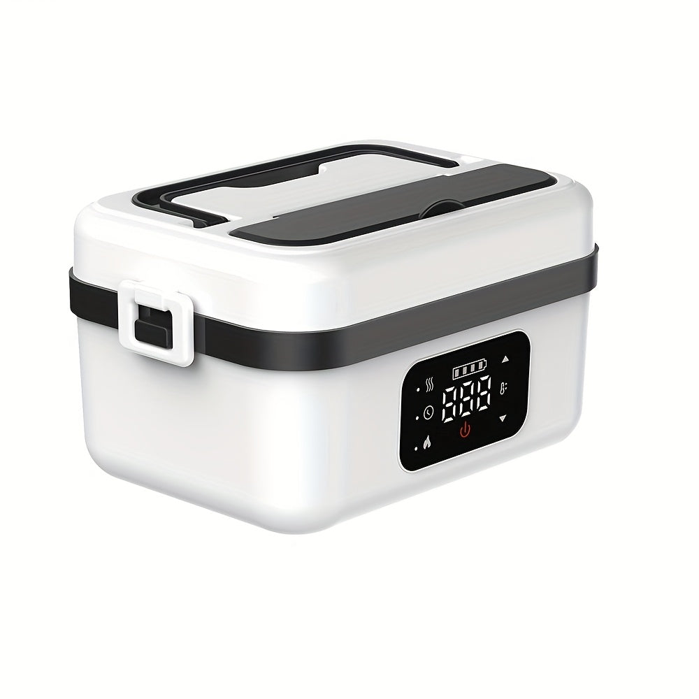 Heated Lunch Box, 8000mAh Battery-Powered 60W 1L Food Warmer with Timer and Power Bank Function