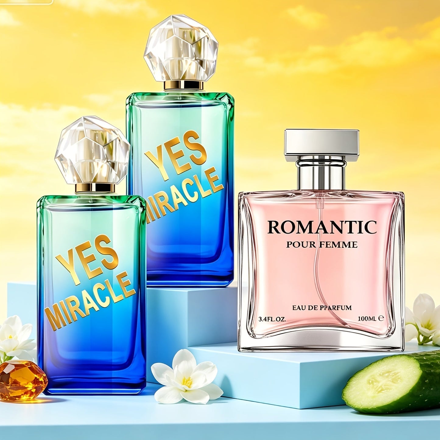 Women's Perfume Set 3-Pack Signature Fragrance Collection 10.1oz - Quince Lychee Musk, Pear Vanilla Sandalwood & Amber Berry Woods