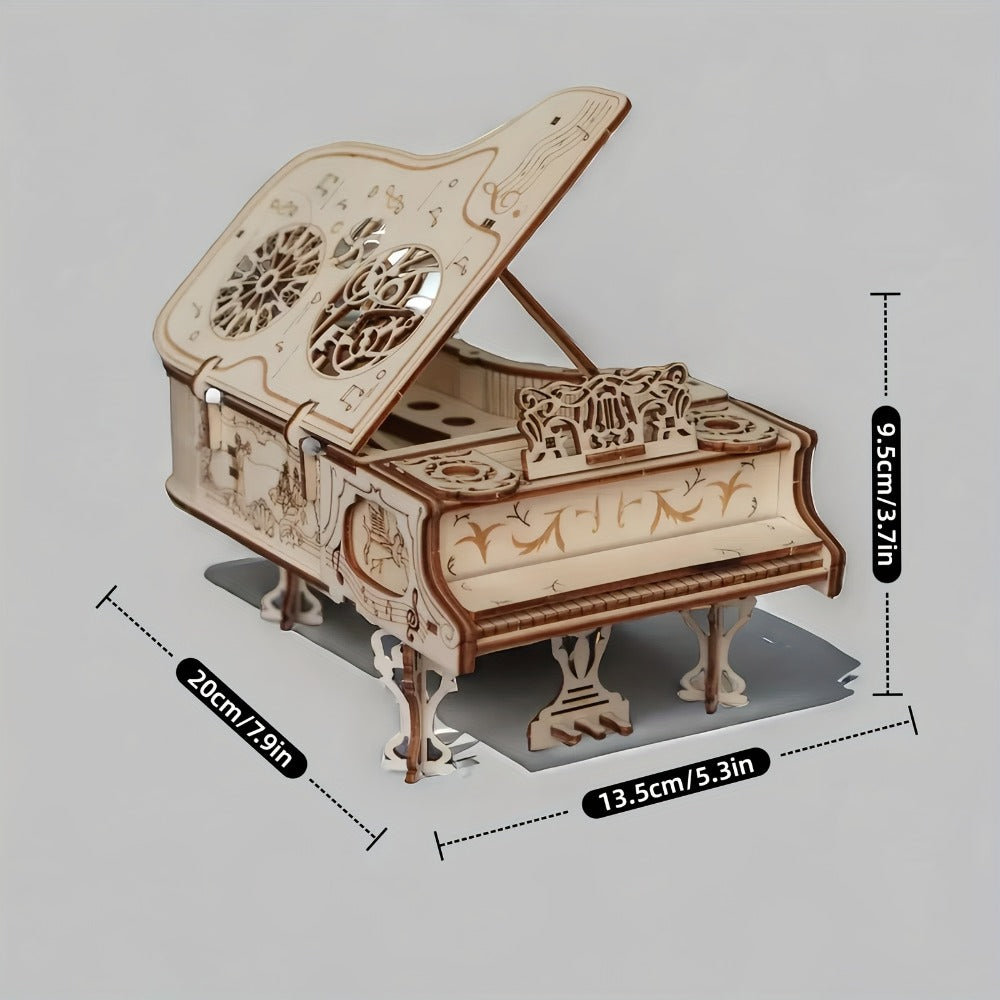 Piano Model Kit 3D Wooden Puzzle β Detailed Plywood Jigsaw Assembly, Musical Instrument Handcraft for Adults & Teens