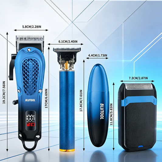Men's Grooming Set USB Rechargeable Hair Clipper Electric Shaver Nose Ear Hair Trimmer for Everyday Face, Beard and Body Grooming