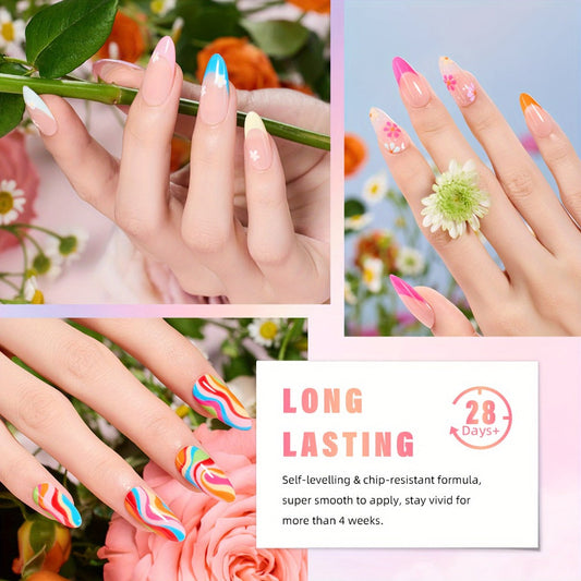 Gel Nail Polish Set with MAGIC ARMOR Label, 32 Floral Rhapsody Pastel Nude Pink Blue Colors
