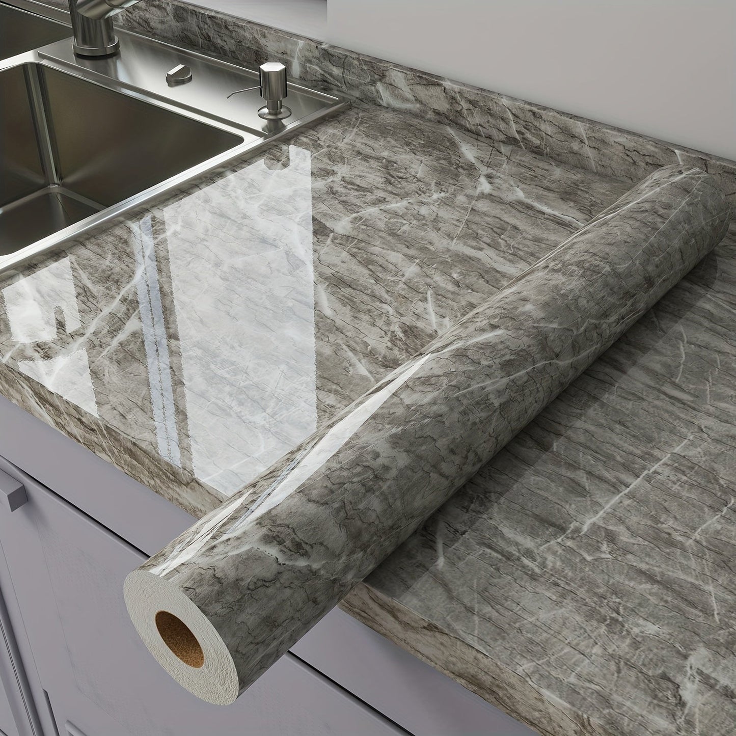 Marble Peel and Stick Wallpaper Roll – Oil-Proof Self-Adhesive Wall Contact Paper for Kitchen Backsplash Bathroom Countertop