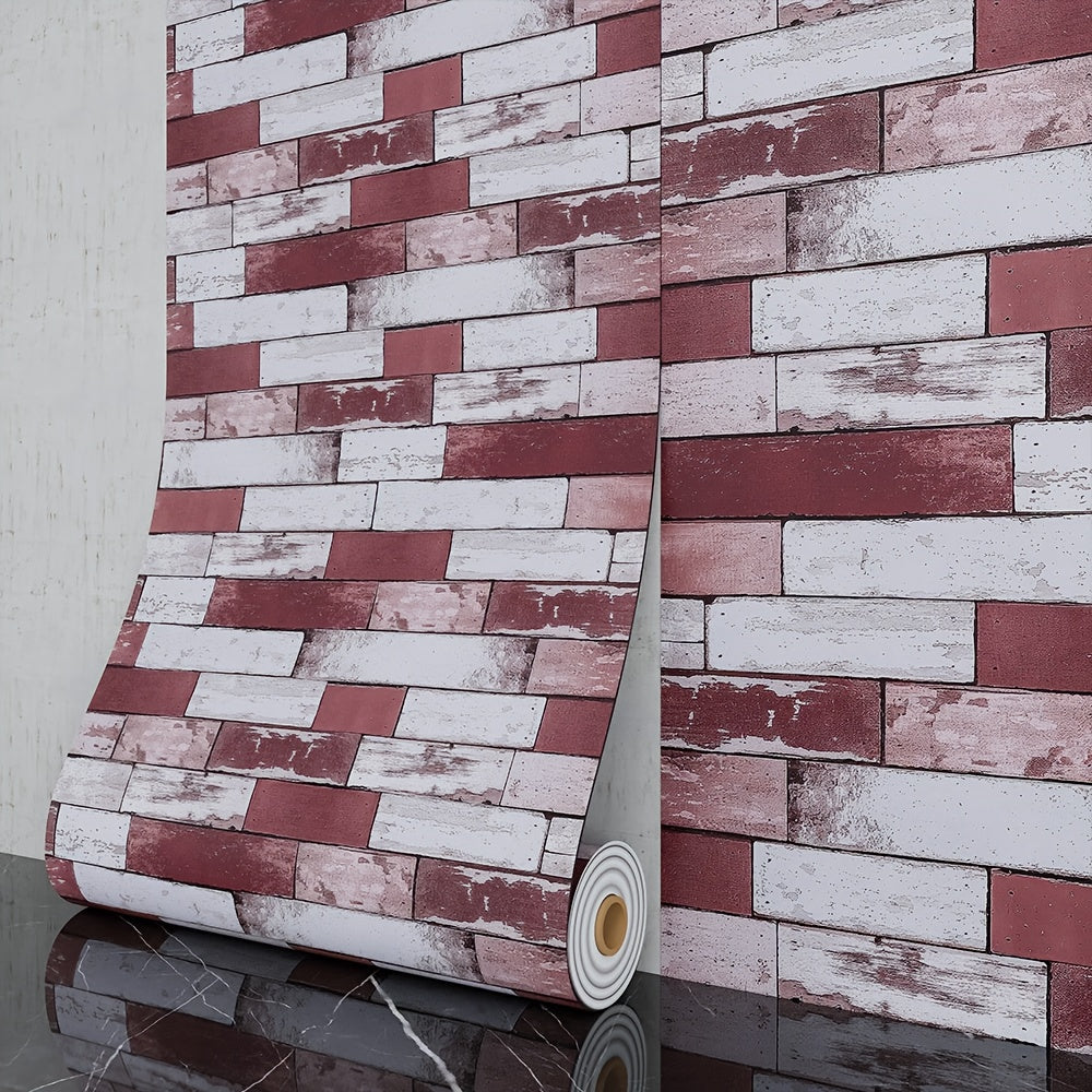 3D Brick Foam Wallpaper Self Adhesive Peel and Stick Wall Panels PVC Rustic Brick Pattern, for Entryways, Bedrooms and Living Spaces