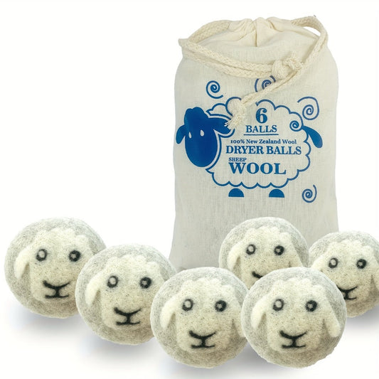 Wool Dryer Balls XL 6 Pack – 100% Natural Wool Fabric Softener, Reusable Dryer Balls Reduce Drying Time & Wrinkles