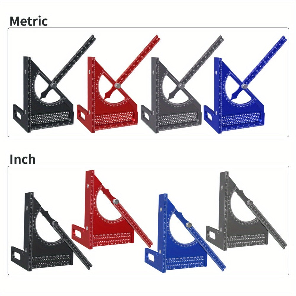 Adjustable 3D Carpentry Square Set 180° Rotating Aluminum Alloy Triangle Ruler T-Square for Entryways, Bedrooms and Living Spaces