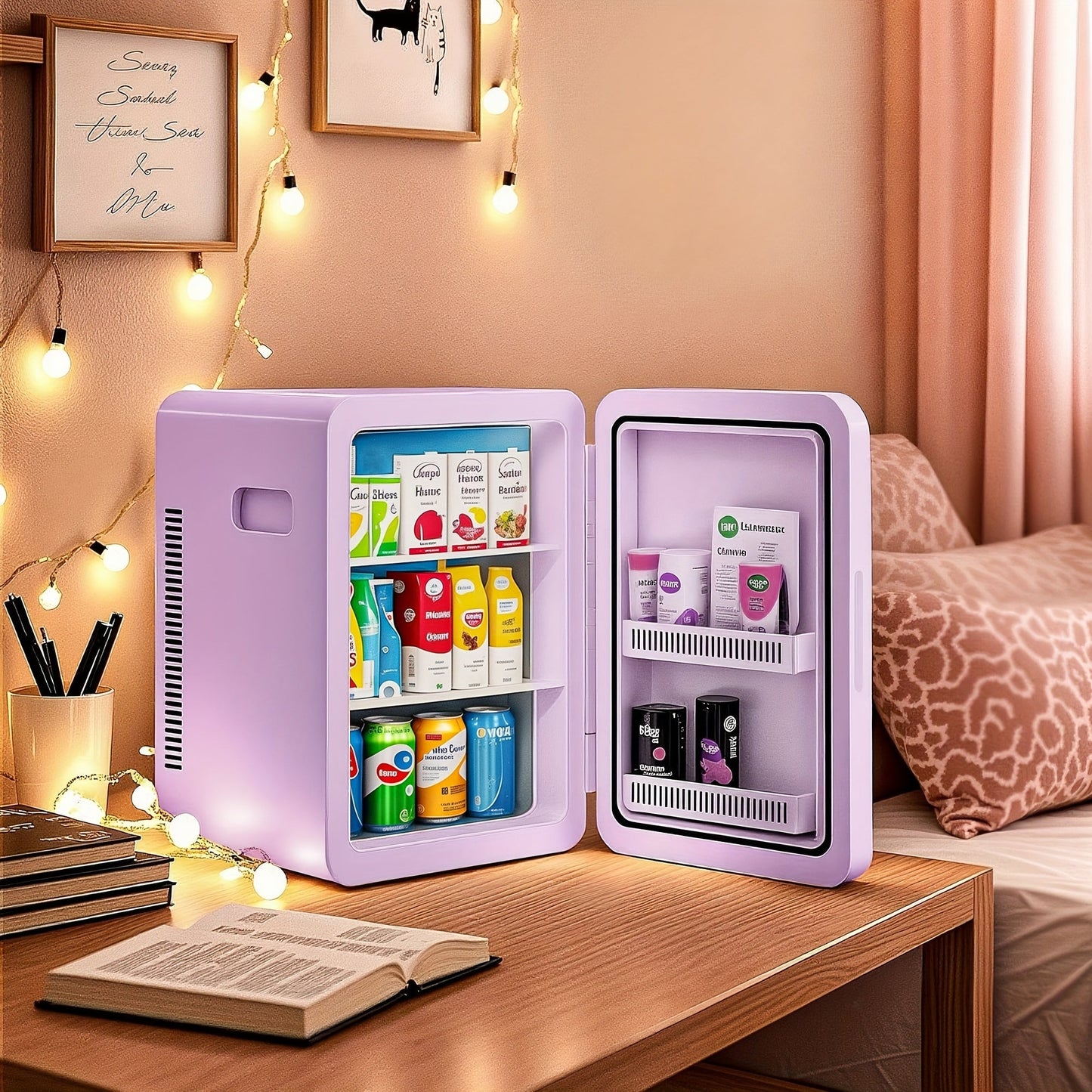 Mini Fridge with Glass Front Door 15.8QT/23.3QT - Portable Cooler and Warmer AC/DC 12V, Small Refrigerator for Bedroom