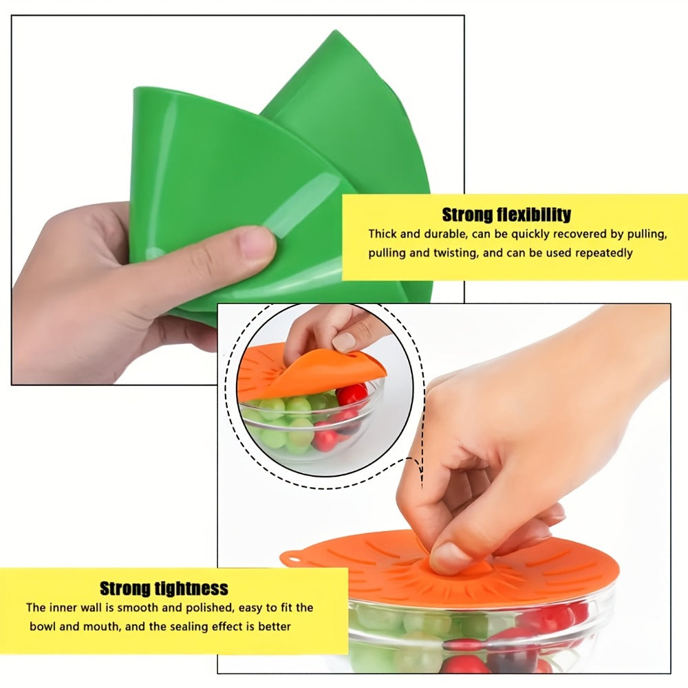 Silicone Food Lids 7 Pack 5 Sizes Reusable Stretch Lids for Bowls Cups Pots Pans – BPA Free Microwave Splatter Cover Airtight Leakproof Food