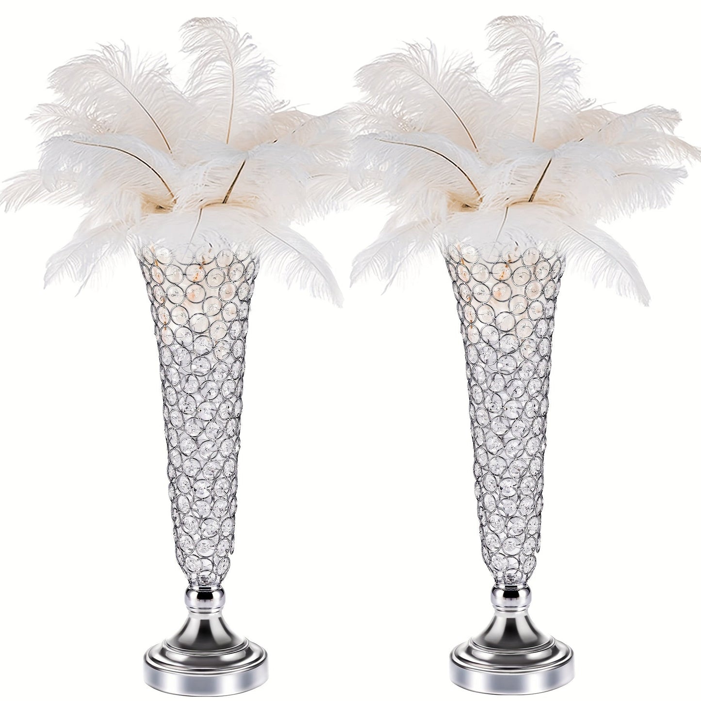 Crystal Trumpet Flower Vase Centerpieces for Wedding Table – Bling Wrought Crystal Vases for Party, Anniversary, Birthday