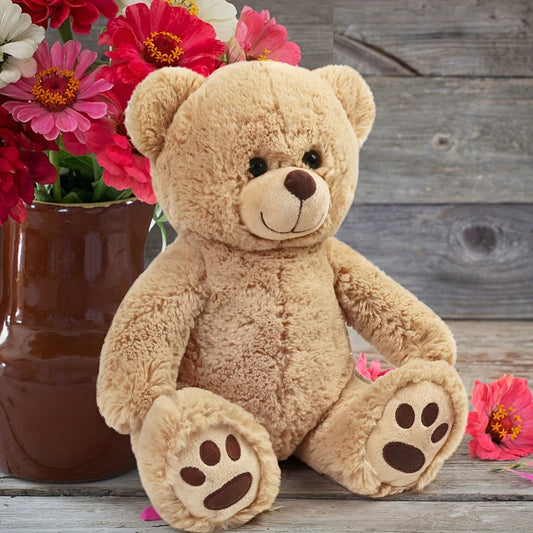 Plush Toy Soft Brown Teddy Bear in 10-Inch or 12-Inch Sizes with Classic Paw-Pad Details for Character Display, Room Decor and Gift
