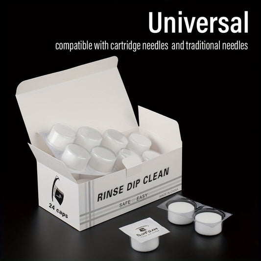 Tattoo Needle Dip Clean Cups 24pcs Foam Liner, Odorless Non-Electric Safe Cleaning for Cartridge & Traditional Needles