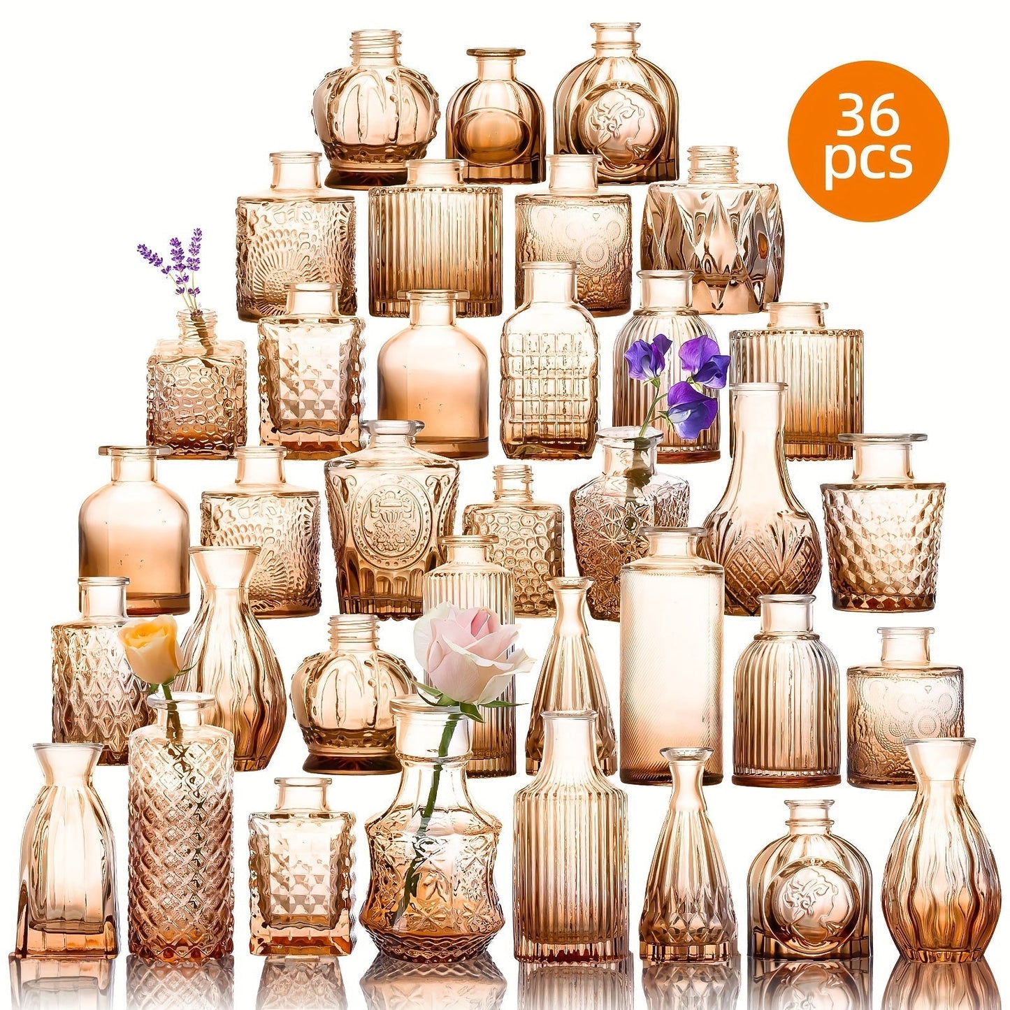 Mini Bud Vases 36pcs – Clear Small Flower Vases for Wedding Centerpieces Birthday Party Anniversary Home Table Decoration