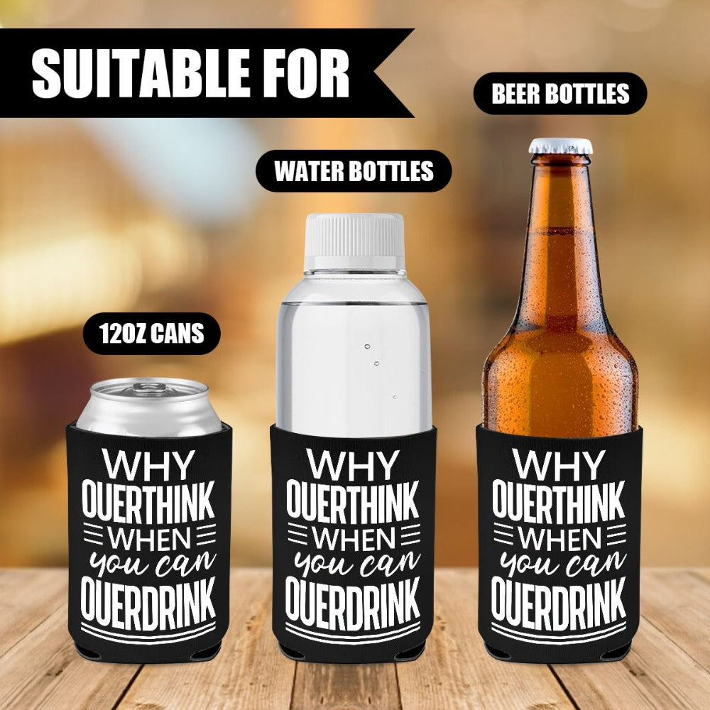 6-Pack Neoprene Beer Can Coolers with Funny Drinking Phrases – Insulated Drink Sleeves for Soda & Lager – Durable Cylindrical Can Huggers