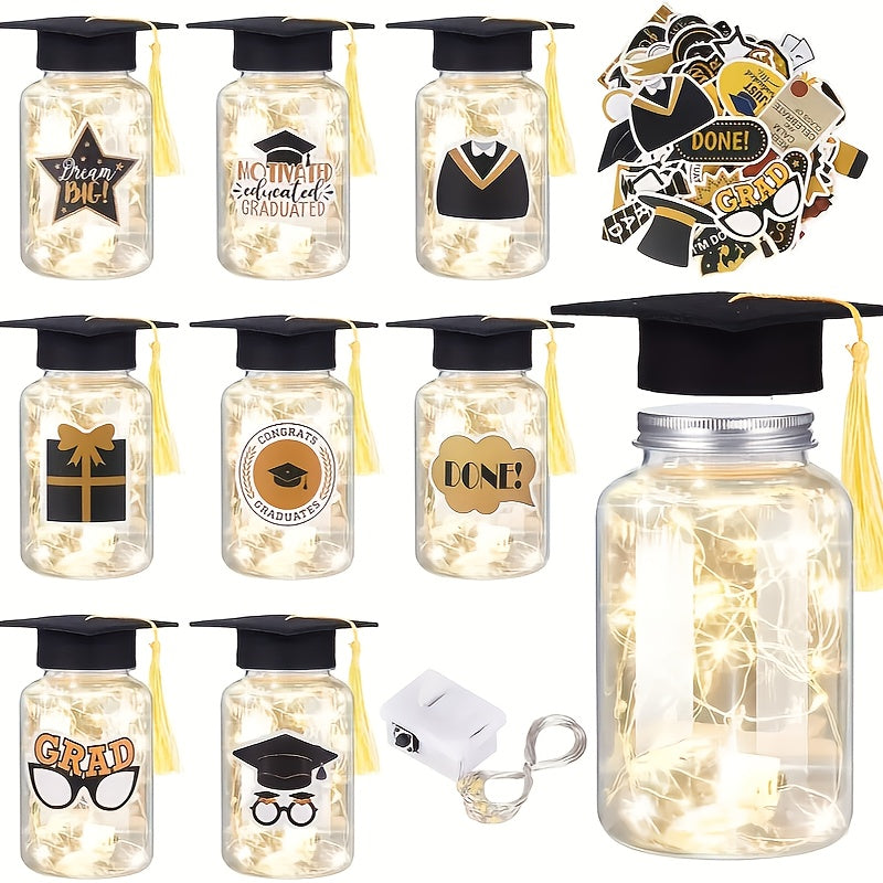 Graduation Gifts Lighted Jars 2026 Set of 8 with Graduation Stickers Party Decorations Mason for Entryways, Bedrooms and Living Spaces
