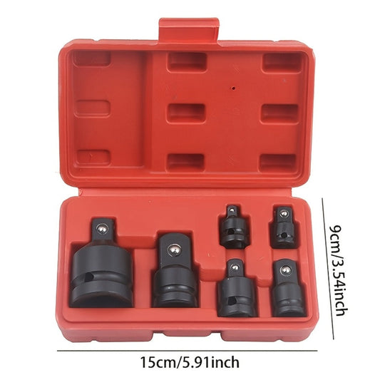 Impact Adapter & Reducer Set 6-Piece – 1/4" 3/8" 1/2" 3/4" Female-to-Male Air Square Drive Conversion Tool | Chrome Molybdenum Steel