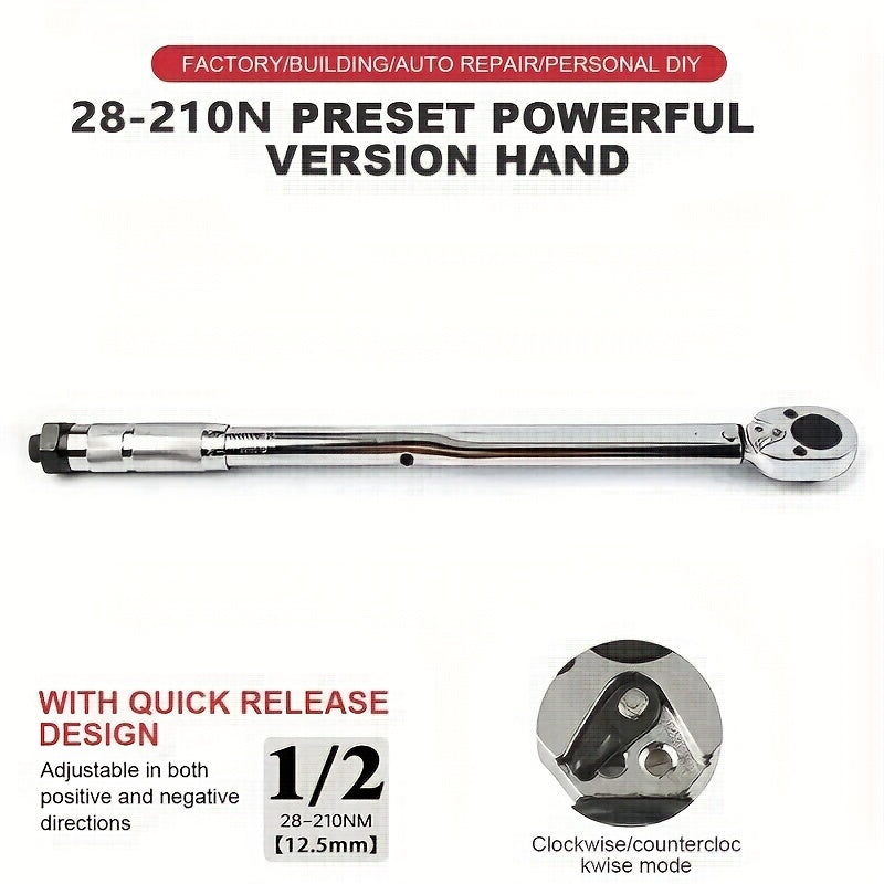 Torque Wrench Adjustable Drive 3/8" & 1/2" – Preset Click Torque Wrench for Automotive, Bike & Bicycle Maintenance