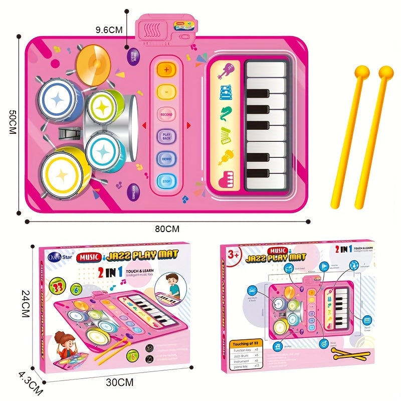 Kids Electronic Drum Music Mat, Multifunctional Musical Toy for Skill Development & Family Bonding