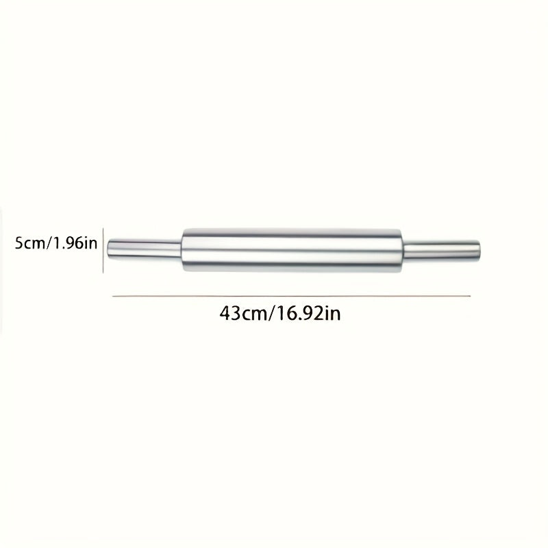 Stainless Steel Rolling Pin, Professional Non-Stick Dough Roller with Non-Slip Grip and Rounded Ends, Easy to Clean Baking Rolling Pin