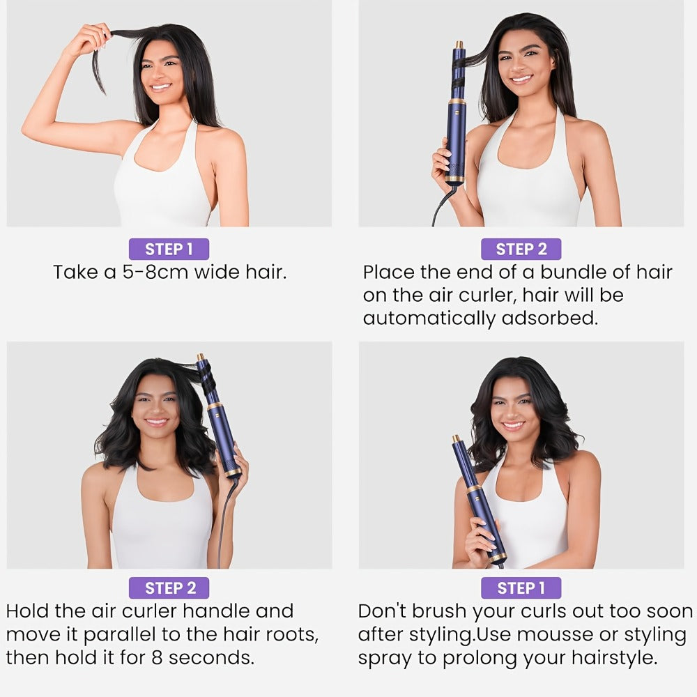 Hair Styling Tools with Three Temperature Settings and Five Attachments