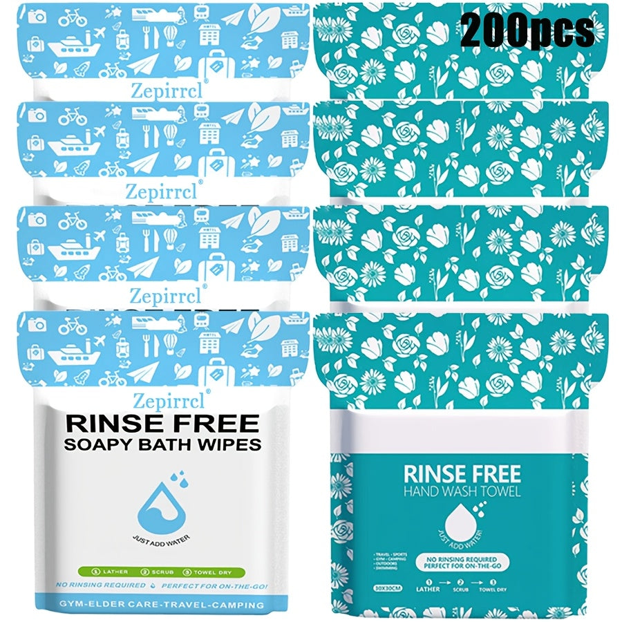 Disposable No-Rinse Foaming Bath Towels – Large 11.81" Body Wipes, Wet & Wipe Cleansing Cloths for Elderly Care, Camping, Post-Surgery