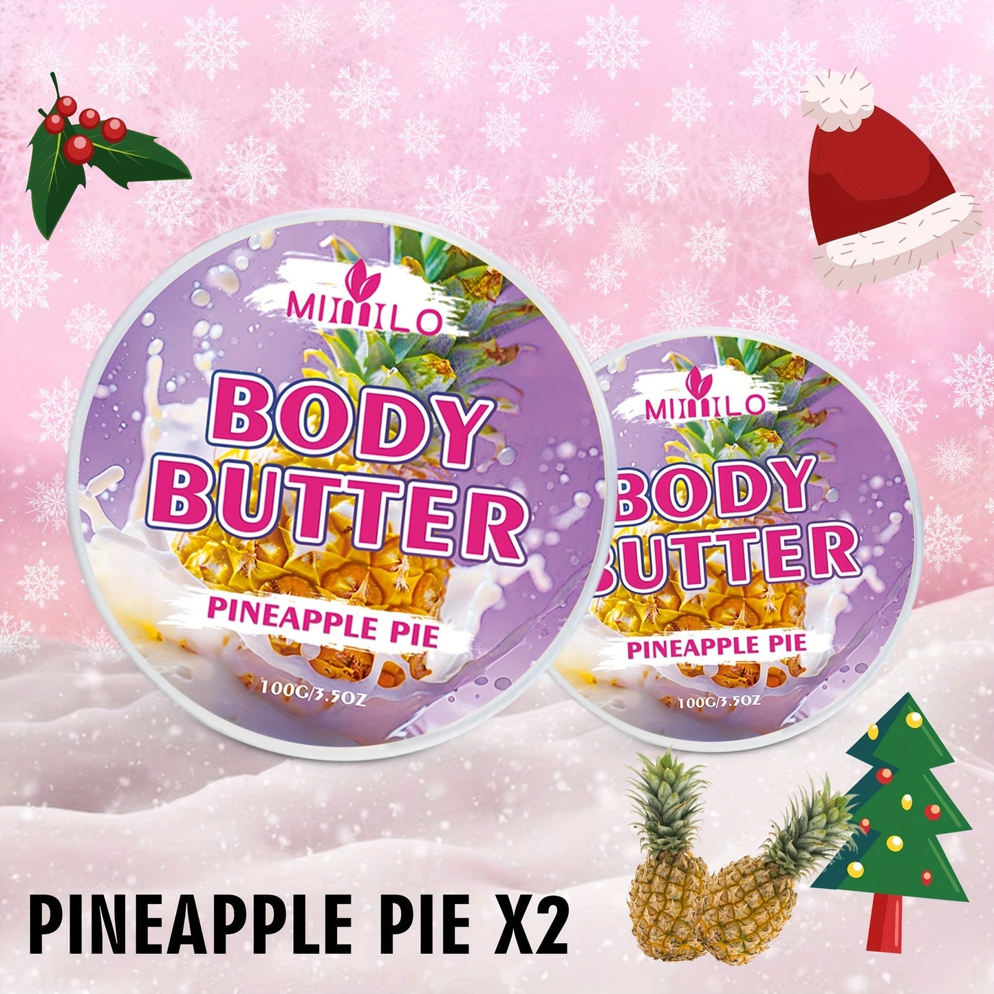 Fruity Body Glaze Set 8 Scents 100g×2 – Pineapple Coconut Strawberry Coffee Peach Doughnut Birthday Cake Non-Greasy All-Day Moisturizing