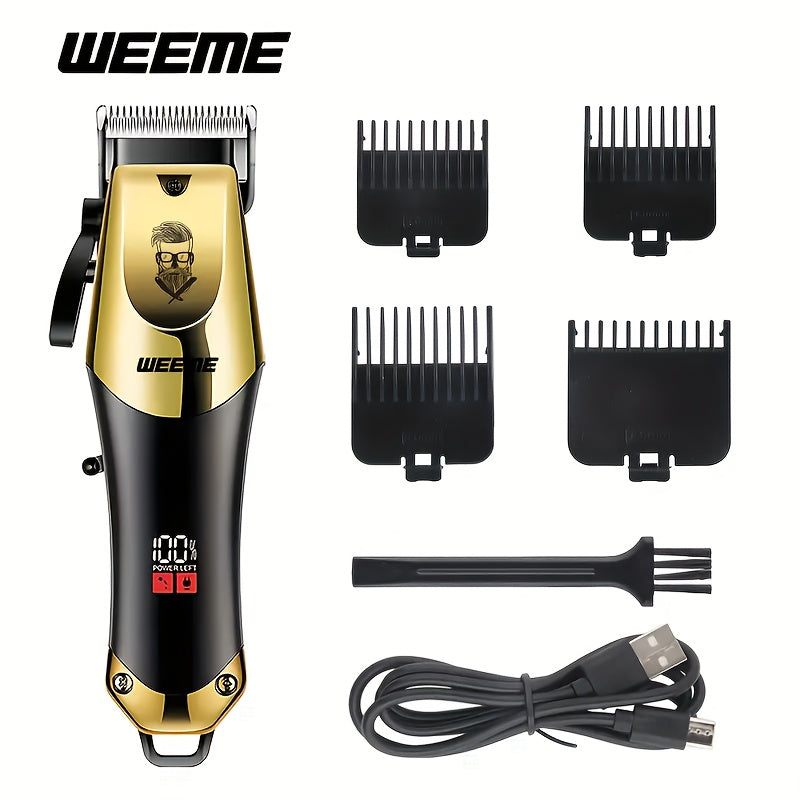 Zinc Alloy Men's Grooming Kit – USB Rechargeable Hair Clipper, Nose Trimmer, Electric Shaver & Detail Trimmer Set, 3500mAh Battery