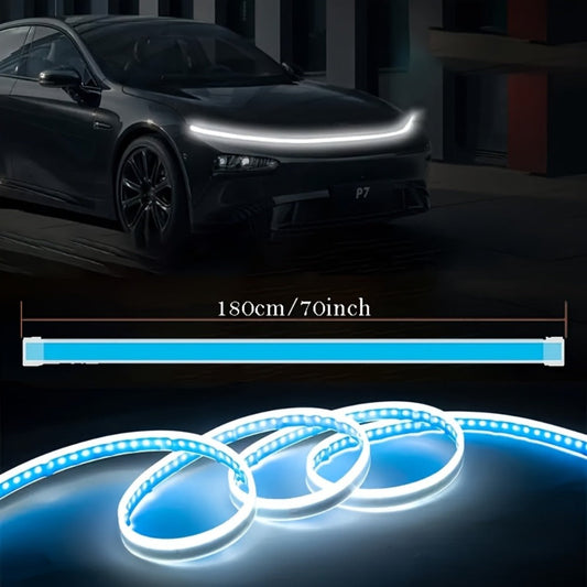 LED Engine Through-Light Bar 70 Inch High-Brightness White Light 2000-3000LM – Auto Welcome Mode Steering Effect 12V Wiring for Car SUV