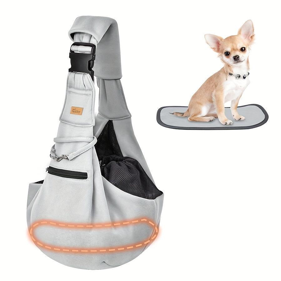 Padded Hard Bottom Pet Sling Shoulder Carrier | Adjustable Soft Dog Cat Puppy Carrying Bag, Comfortable Hands-Free Travel Shoulder Tote