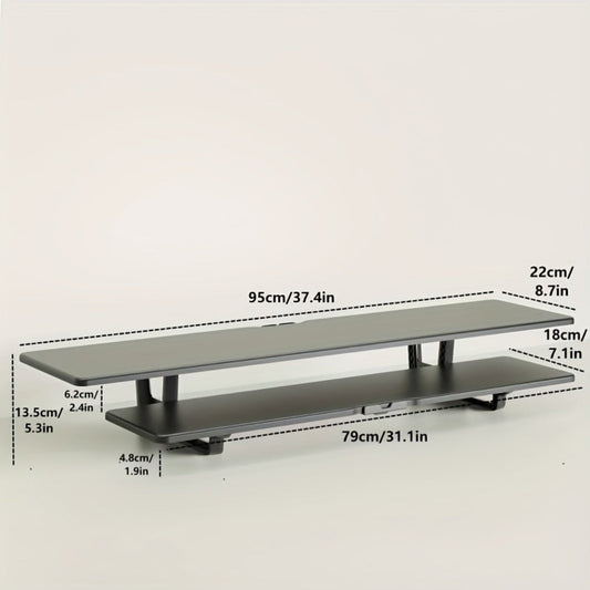 Dual Monitor Stand Riser with Storage E-Sports Style, Adjustable Height Desk Organizer with Cable Management