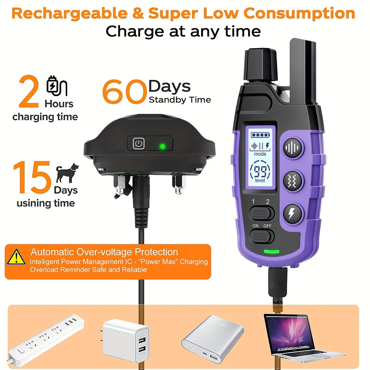 Dog Training Collar with Remote 3300ft Range – Rechargeable E-Collar with Vibration, Static & Beep Modes | Adjustable Nylon Strap