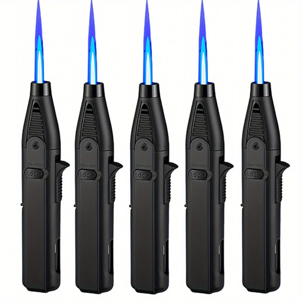 Windproof Torch Lighter 5 Pack Outdoor Butane Gas Lighter Set 1300 1800 Degree Blue Flame for Grilling, Camping and Outdoor Meals