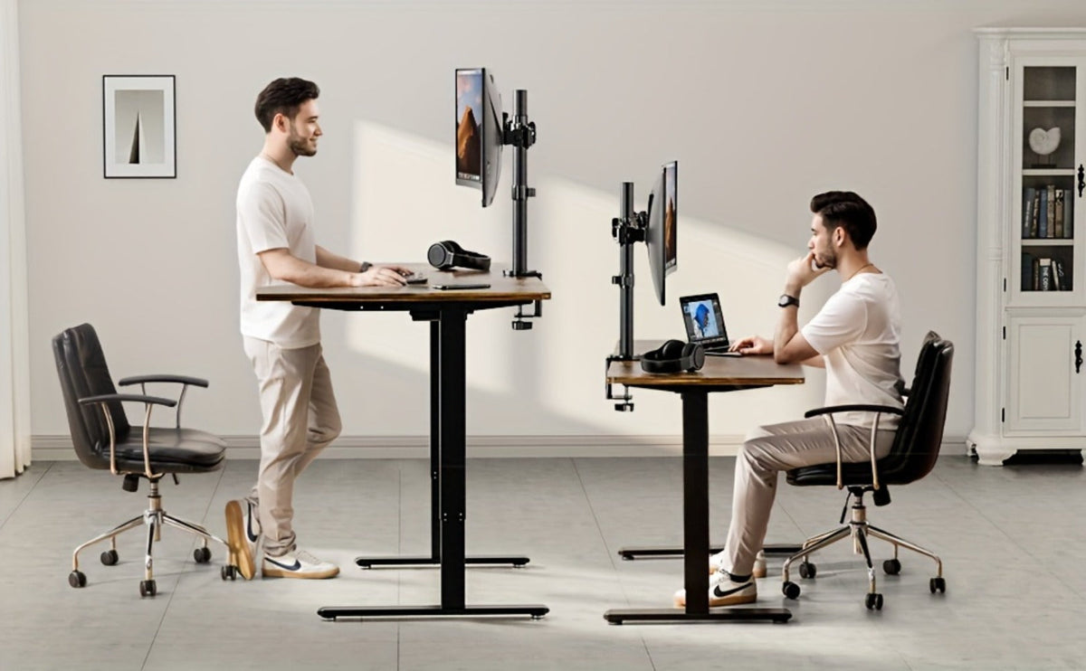 Single & Dual Monitor Mount for 13-32 Inch Screens, VESA Desk Mount Arm, 16.3" Height Extension, ±45° Tilt ±90° Swivel