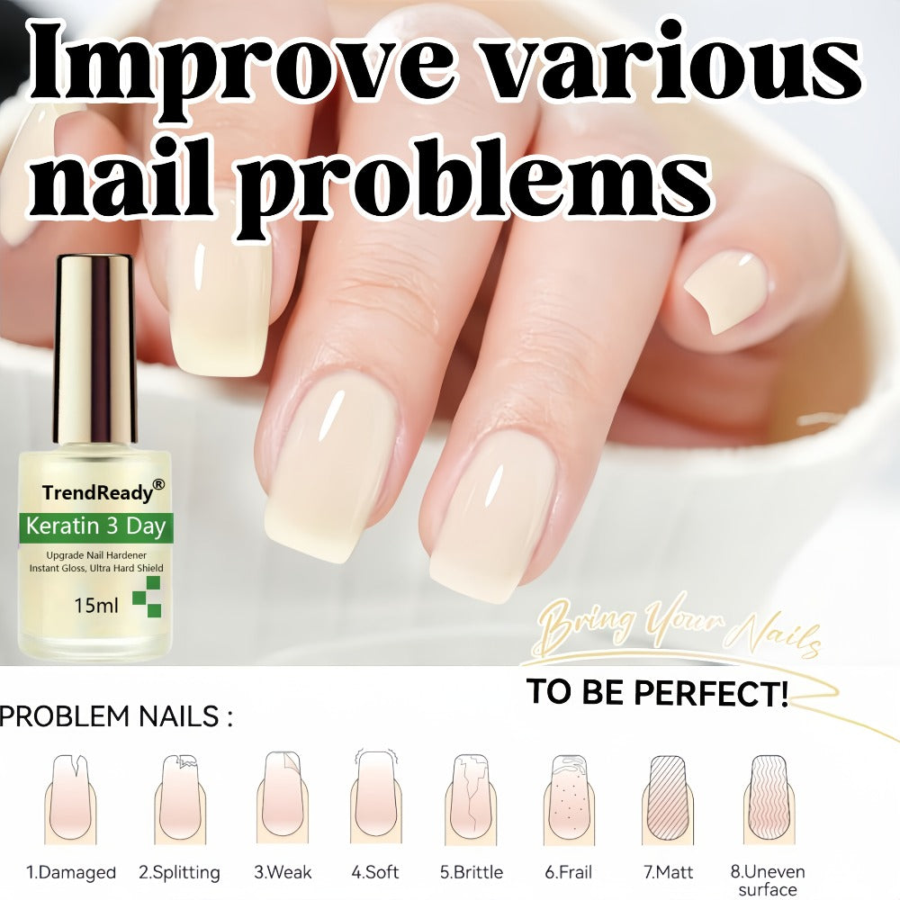 Vitamin E & Hyaluronic Acid Nail Hardener 2PCS 0.51oz – Protein Base Coat Ridge Filler & Concealer Quick Air-Dry Formula