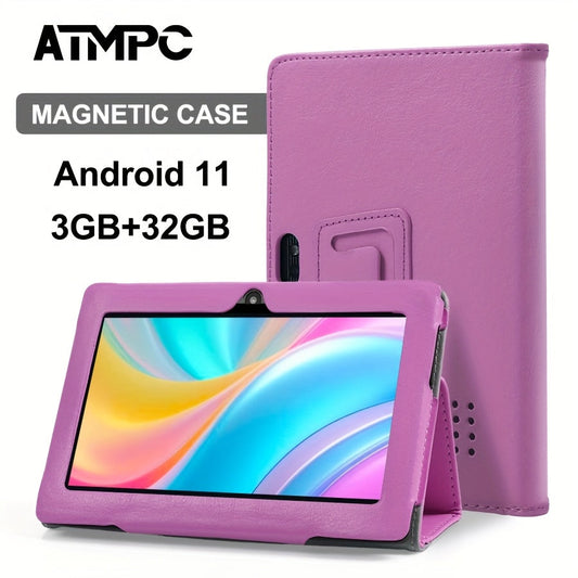 ATMPC 7-Inch Android 11 Tablet with 3GB Memory, 32GB Storage, HD IPS Display and Magnetic Folding Case