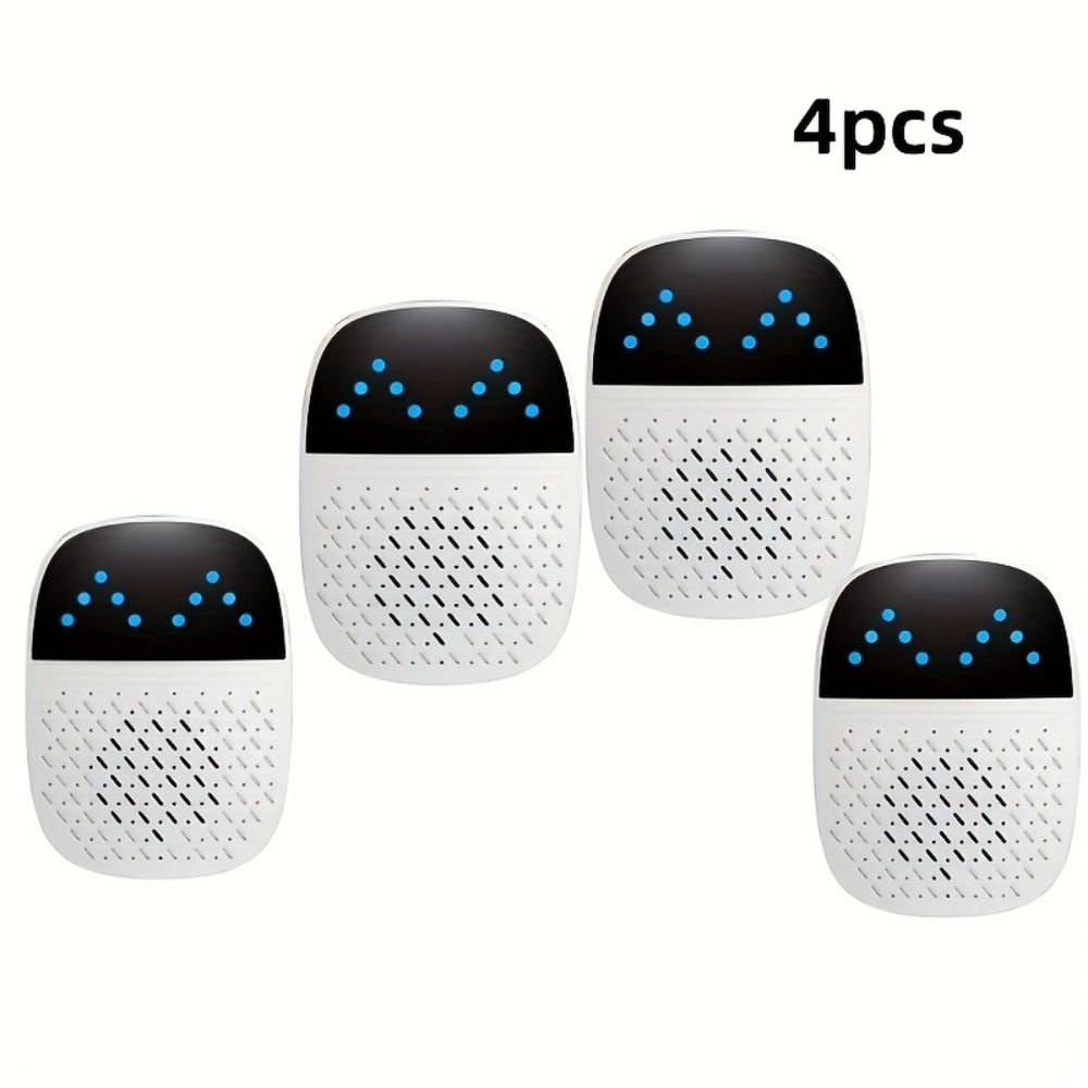 Dual-Mode Ultrasonic Pest Control Device 4-Pack with Plug-In Power and Compact Indoor Wall-Outlet Design