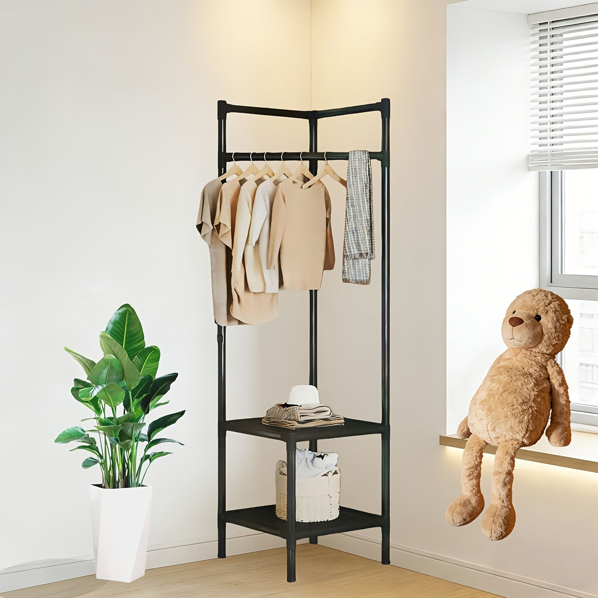 Coat Racks and Entryway Furniture shown in the Black Double-Layer Coat Rack option