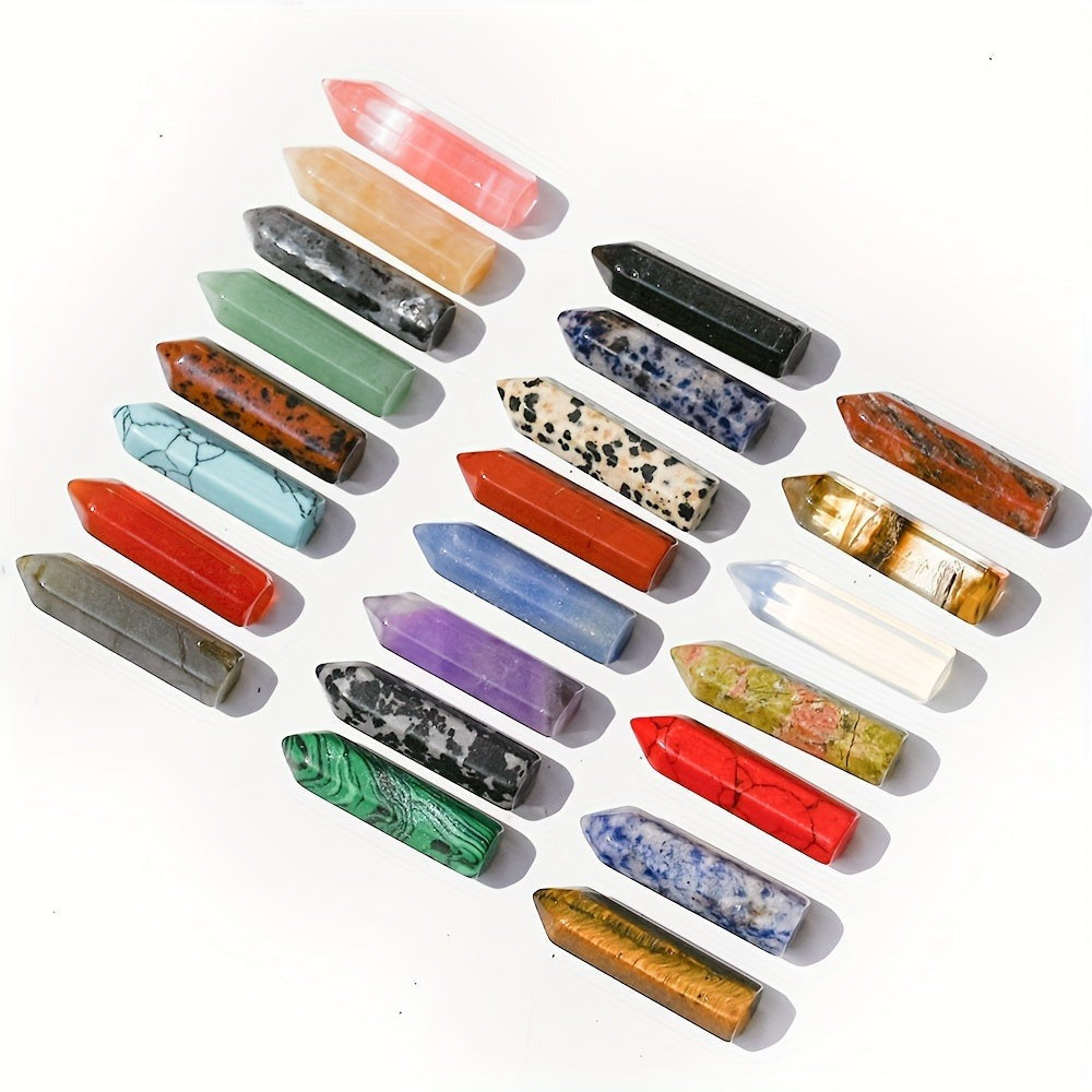 Crystal Wands - Healing Bulk 30pcs Hexagonal Pointed Quartz Assorted Faux Gemstones - product detail view 4