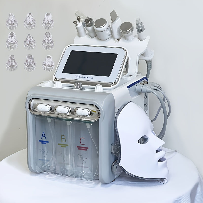 Hydrogen Oxygen Microbubble Facial Machine 6-in-1 / 7-in-1, Dual Pump Deep Cleansing Skin Rejuvenation Beauty Device for Home Spa Use