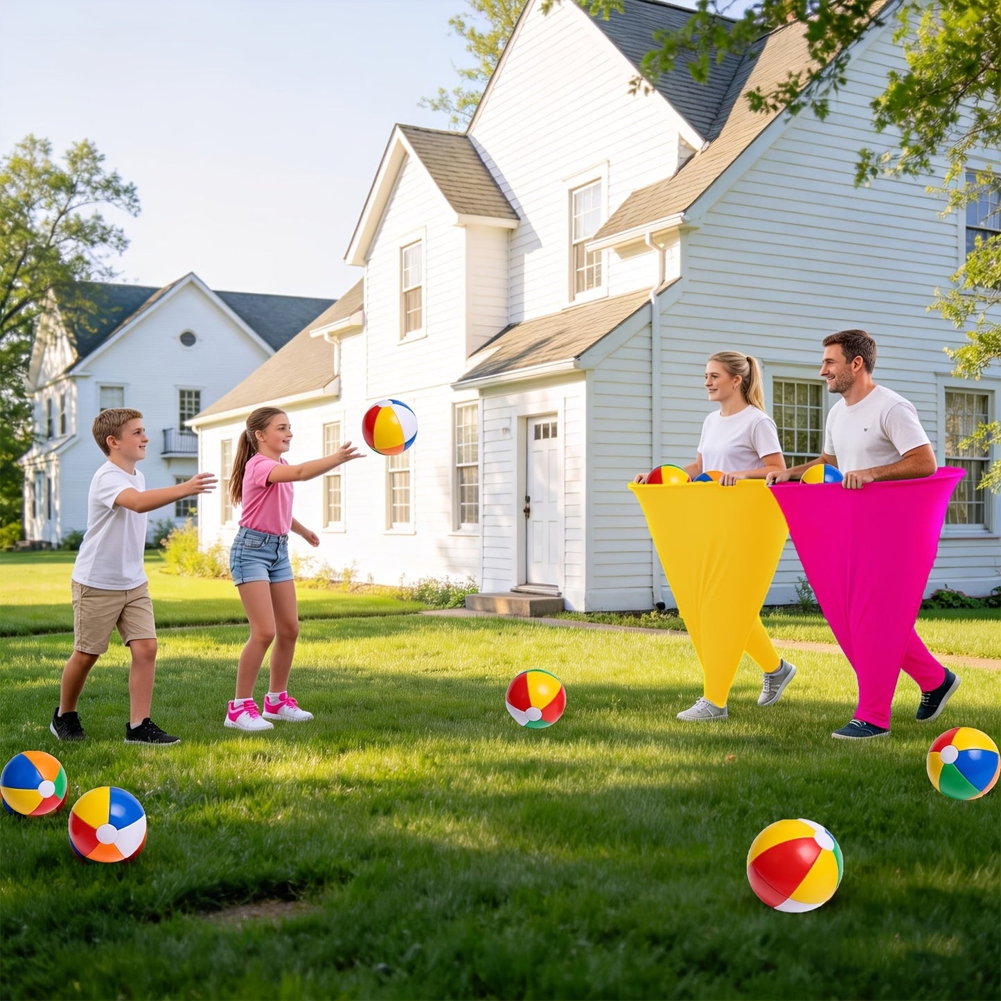 Grandma Pants Game Set 2 Pack, Outdoor Party Ball Pants Game with 12 Elastic Balls & 2 Pumps, Fun Team Building Activity for Adults Kids