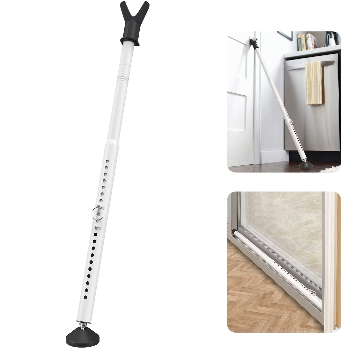 Door Security Bar Adjustable 28-45 Inch, Door Barricade Bar with Anti-Slip Base, Fits Standard & Sliding Doors