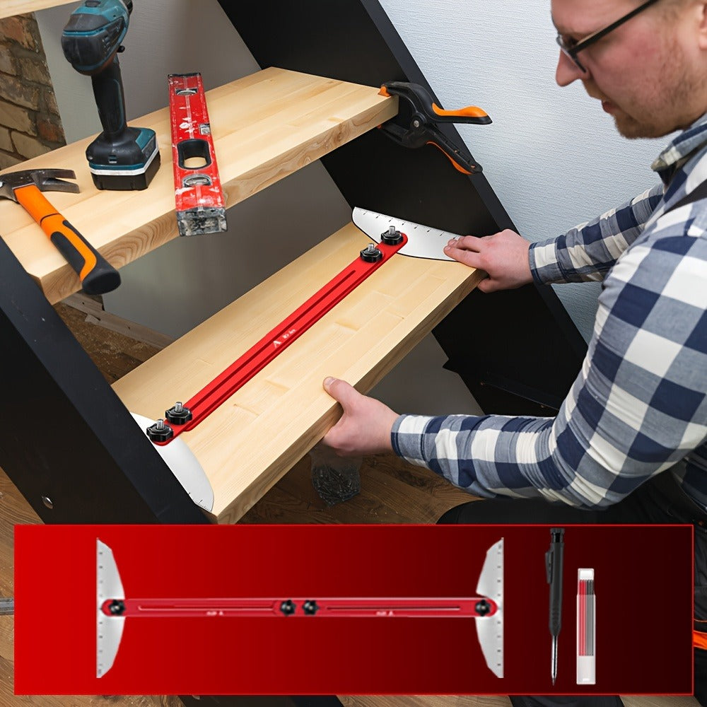 Stair Tread Gauge Template Tool Jig Stair Tread Shelf Measuring Layout Tool for Cutting for Entryways, Bedrooms and Living Spaces