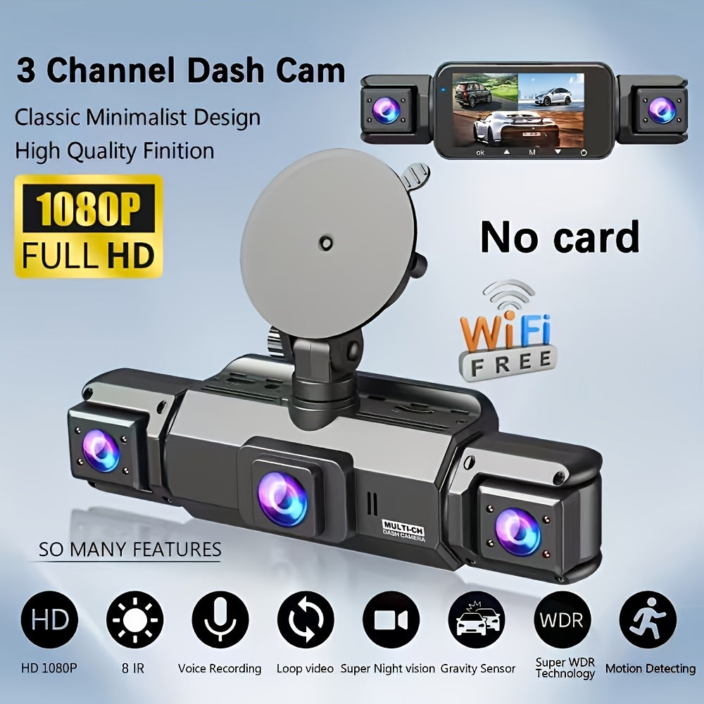 1080P-Labeled Dash Camera with Three- or Four-Lens Options, Screen, G-Sensor and WiFi/32GB Bundle