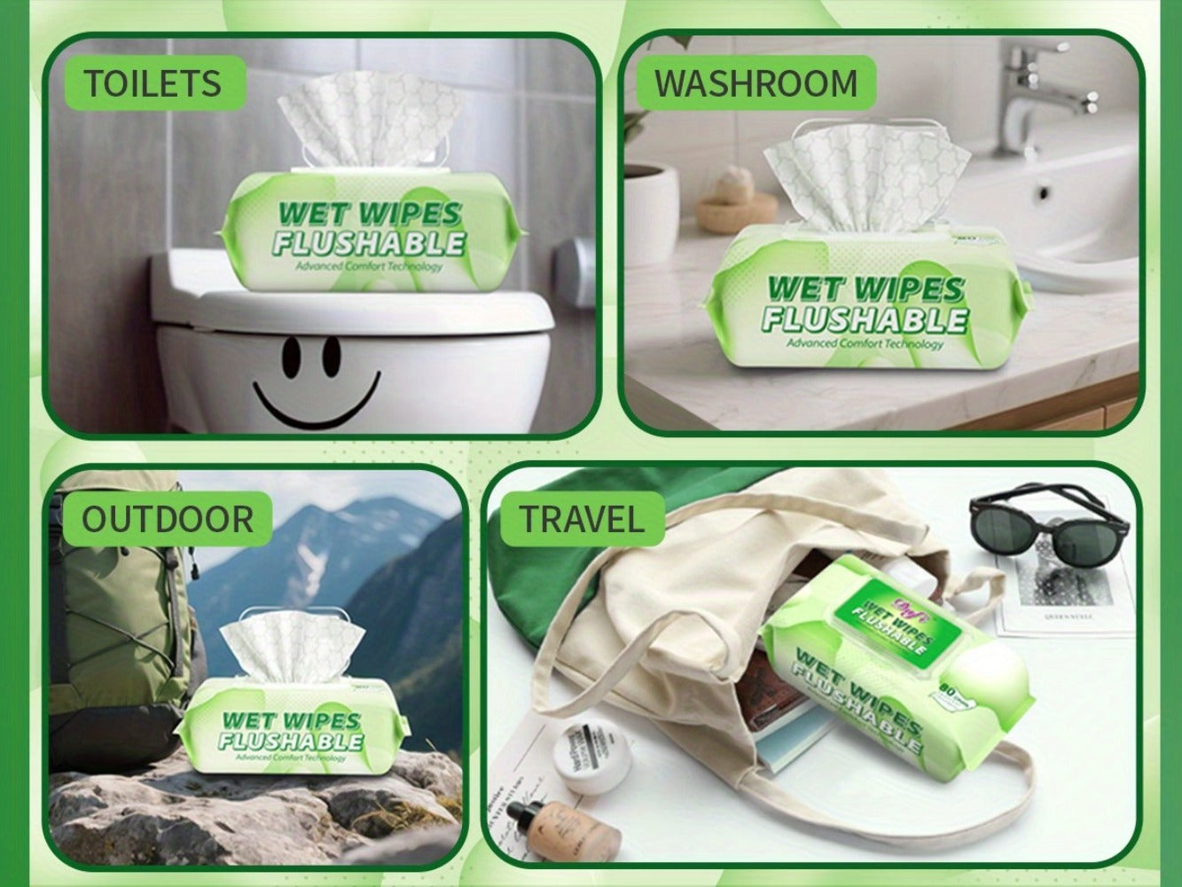 Flushable Wipes for Adults 1200 Count 15 Packs Unscented Toilet Wipes No Alcohol 100% Plant for Entryways, Bedrooms and Living Spaces